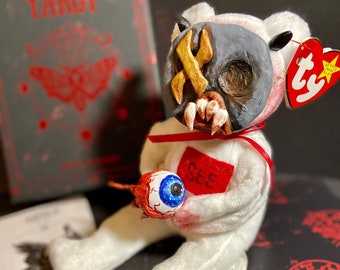 OOAK Miza the Eyeless | Clayface art doll | Scary Bloody Teddy Bear Gore