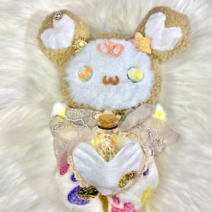 OOAK Phobos the Wishing Bottle Bear Plushie | Fluffy Hugglings | Handmade Plushie
