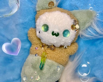 OOAK Sparkles the handmade wolf mermaid plush | Fluffy Hugglings | plushie