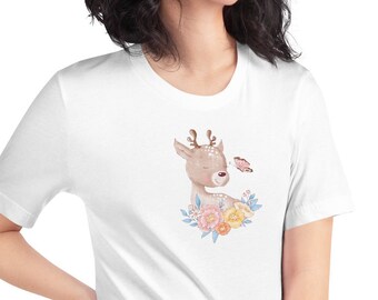 Sweet Fawn Shirt, Vintage Style Deer T-shirt, Soft Cotton Doe top, Cottagecore Farmcore Tee, Trendy Graphic T-shirt