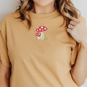 Mushroom Shirt, Embroidered Tee, Cottagecore Shirt, Toadstool T-Shirt, Woodland, Aesthetic, Fairycore, Farm, Countrycore, Mushroom Shirt