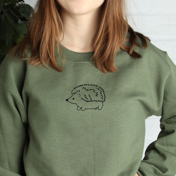 Hedgehog Embroidered Shirt, Cottagecore Shirt, Hedgehog Sweatshirt, Vintage Look Shirt, Aesthetic Sweatshirt, Cute Hedgehog