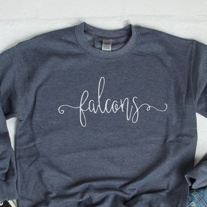 School Spirit Sweatshirt Custom Team Name Cozy Sweatshirt Girly Embroidered Team Shirt Stylish Womens School Mascot Name Gildan Unisex
