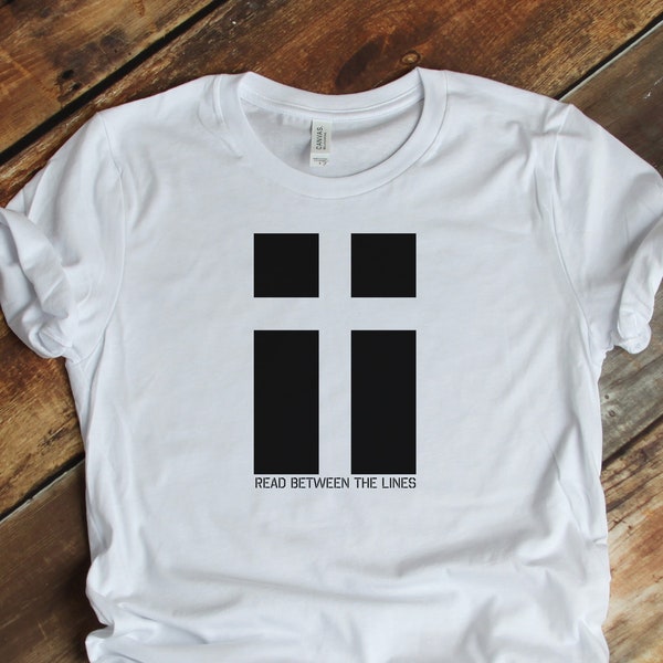 Abstract Christian Cross Tshirt, Negative Space Cross, Christian shirt, Read Between the Lines, Faith Christian Wear