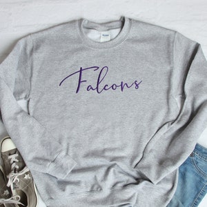 School Spirit Sweatshirt Custom Team Name Cozy Sweatshirt Girly Embroidered Team Shirt Stylish Womens School Mascot Name Gildan Unisex