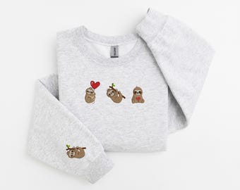 Embroidered Sloth Sweatshirt, Sloth Embroidery Sweater, Sloth Crewneck, Sloth Icons Shirt, Cute Sloth Hoodie, Sloth Gift, Sloth Lover Shirt