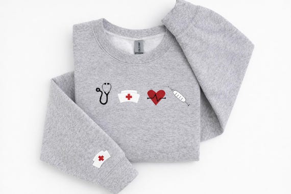 Embroidered Nurse Sweatshirt, Nursing Student Sweatshirt, Embroidered Nurse Crewneck, Gift for Nurse, Trendy Nurse Crewneck, Nursing Student
