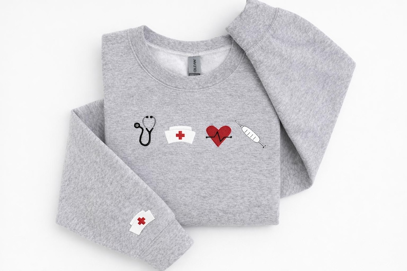Embroidered Nurse Sweatshirt, Nursing Student Sweatshirt, Embroidered Nurse Crewneck, Gift for Nurse, Trendy Nurse Crewneck, Nursing Student image 1