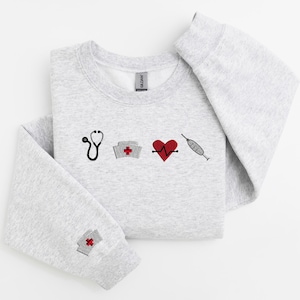 Embroidered Nurse Sweatshirt, Nursing Student Sweatshirt, Embroidered Nurse Crewneck, Gift for Nurse, Trendy Nurse Crewneck, Nursing Student