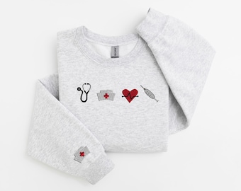Embroidered Nurse Sweatshirt, Nursing Student Sweatshirt, Embroidered Nurse Crewneck, Gift for Nurse, Trendy Nurse Crewneck, Nursing Student