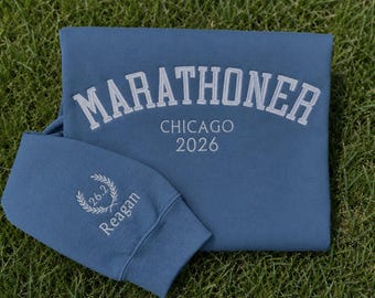 Custom Marathoner Sweatshirt Personalized 26.2 Runner Gift Embroidered Marathon Hoodie Crewneck with Name Race Year Marathon Gift