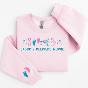 Embroidered OB Nurse Sweatshirt, Labor Delivery Nurse Sweatshirt Embroidered Obstetric Nurse Gift for Nurse, Nursing Student Gift, L&D Nurse