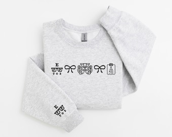 Embroidered Optometry Icons Sweatshirt, Eye Care Assistant Shirt Optometry Student Gift Ophthalmologist Shirt, Eye Doctor Gift Vision Office