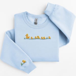 Embroidered Duck Sweatshirt, Ducks Swimming Shirt, Duck Gift, Cute Ducks Shirt, Trendy Duck Crewneck, Duck Embroidered Hoodie, Mom Baby Duck