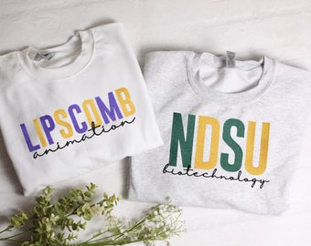 Custom College Embroidered Sweatshirt, Crewneck University Sweatshirt, College Major Hoodie Sweatshirt, High School Hoodie, Graduation Gift,