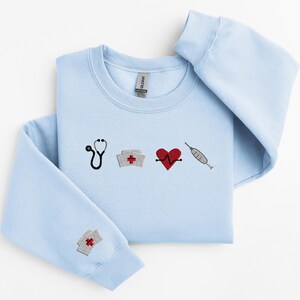 Embroidered Nurse Sweatshirt, Nursing Student Sweatshirt, Embroidered Nurse Crewneck, Gift for Nurse, Trendy Nurse Crewneck, Nursing Student image 9