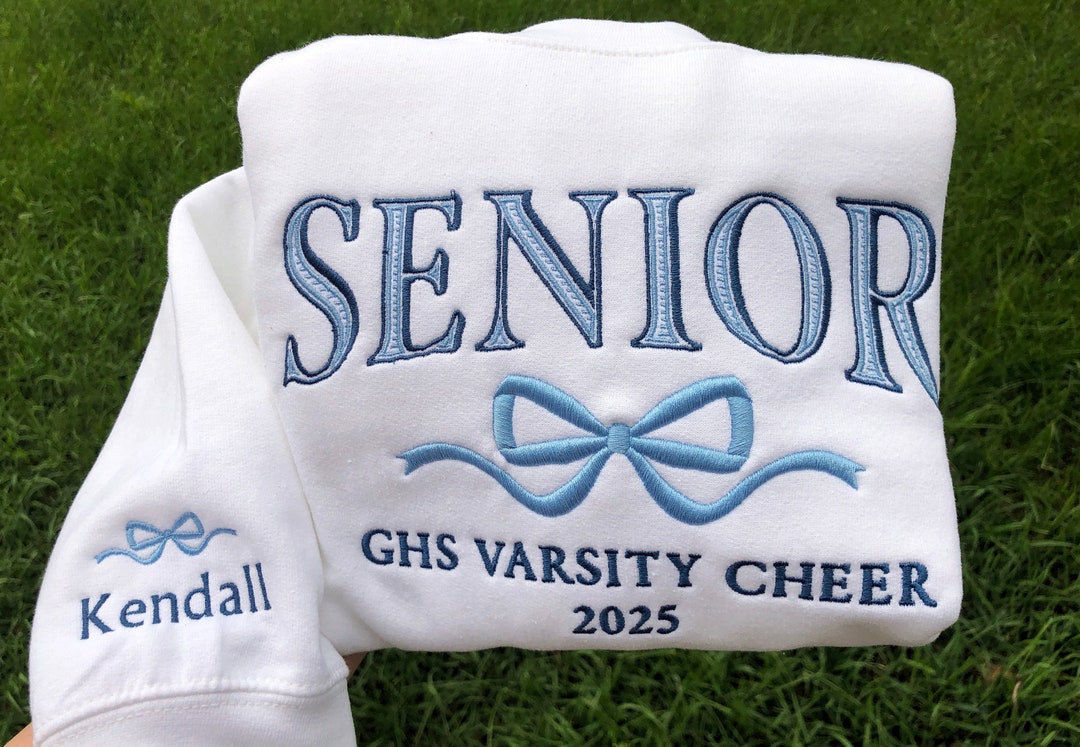Embroidered Senior Sweatshirt, Coquette Bow, Senior Team Shirts