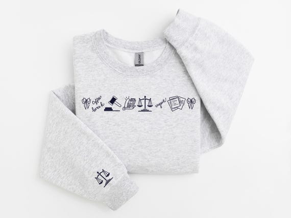 Embroidered Paralegal Sweatshirt, Legal Assistant Sweatshirt, Embroidered Lawyer Crewneck, Gift for Student, Trendy Crewneck, Law Student