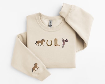 Embroidered Horse Sweatshirt, Horse Lover Shirt, Horses Hoodie, Horse Lover Gift, Horse Crewneck, Equestrian Shirt, Gift For Horse Owner