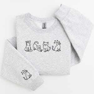 Embroidered Cat Sweatshirt, Cat Lover Shirt, Cats Hoodie, Cat Lover Gift, Cat Crewneck, Feline Shirt, Gift For Cat Owner, Cat Lady, Cute Cat