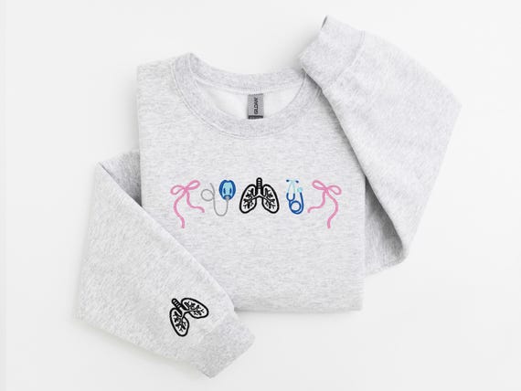 Embroidered Respiratory Therapist  Sweatshirt, Respiratory Sweatshirt Embroidered Pulmonologist Crewneck Gift Student, Trendy Crewneck Shirt