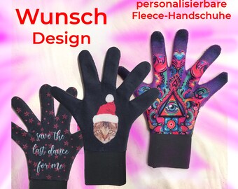 Handschuhe aus Fleece und Nicki personalisiert individualisierbar Fotodruck Motivdruck persönlich Geschenk Mann Frau Winter Weihnachten