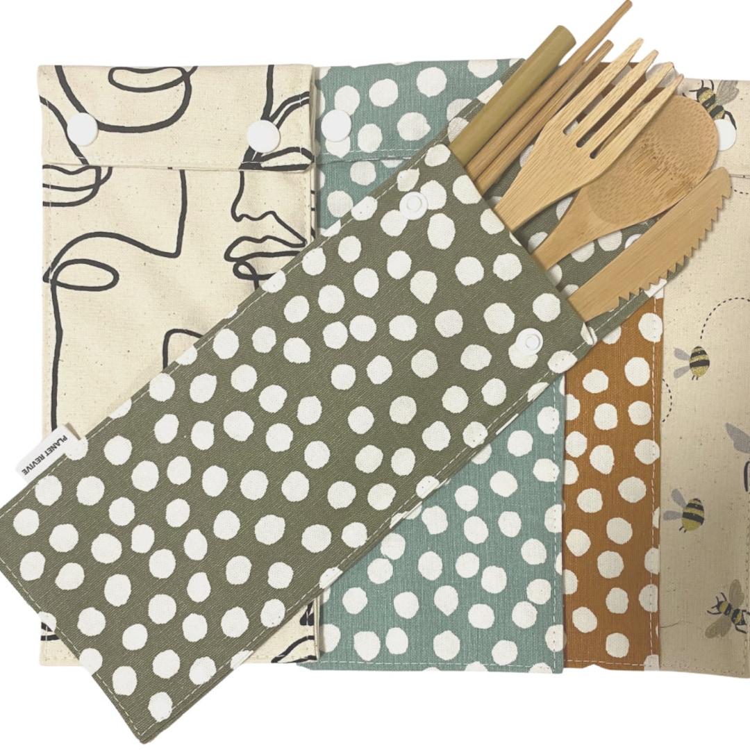 Cutlery Roll Cutlery Pouch Travel Utensil Holder Etsy