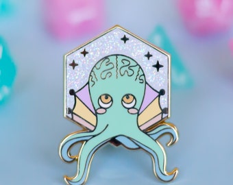 Illithid | Cute D&D pin | Pastel gold plated hard enamel lapel pin