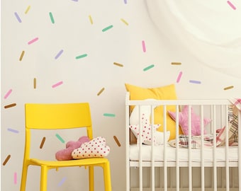 Sprinkles Wall Decals, Confetti Wall Decal, Sprinkles stickers, Nursery Girl Wall decor, Confetti Sprinkle Strips decals, 96 decals 46NW