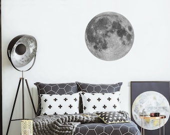 Moon Wall Decal Sricker Bedroom Moon Decal Moon Wall Sticker Moon Wall Cling Moon Wall Design Moon Wall Decor Realistic Moon Mural A62