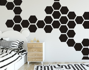 Honeycomb Wall Decal, Hexagon Stickers per pack, Self Adhesive Art Sticker, Geometric Design, Peel and Stick, Many colors and sizes