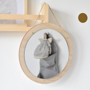 Round mirror. Shatterproof wood mirror. Wooden decorations for the children's room. Oval mirror. Circle L12