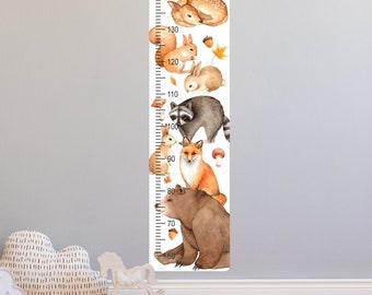 Wall Decal Forest Animals Growth Measure, kids room, boy room, Animals, Removable sticker