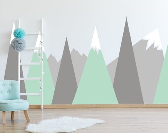 Mountain Sticker for Nursery, Kid room, Vinyl Decal Adventure Awaits, large mountain sticker, Mountains Kid Room Decals
