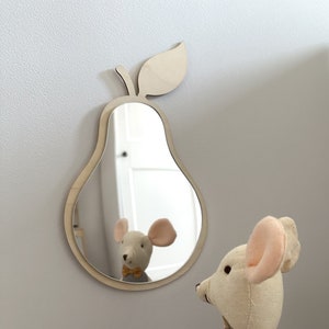 Apple pear mirror, unbreakable wood, wooden decorations for a children's room Mirror L7