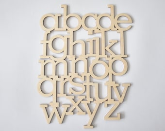 Wooden alphabet, Wood decor, Wood letters, Wooden decoration, Kids room