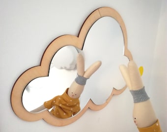 Mirror Cloud wooden decorations Kids room Kids dessign Mirror Acrylic mirror decor clouds wood L3