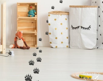 Bear paw stickers on the wall and floor, footsteps bear, teddy bear, bear decals, paws stickers 94NW