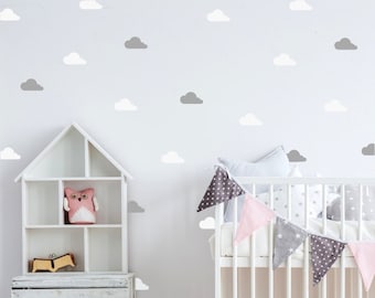 Wall stickers white clouds, small clouds, wall stickers for kids, cloud stickers on the wall, room stickers pink clouds