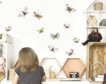 Decorazione murale a forma di farfalla rosa pastello e lilla: adesivi a farfalla 3D, camera da letto per ragazze, set da 6 - Italia