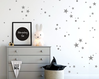 Gold Star and dots vinyl wall decal sticker wall decor,  gold dots and stars, Nursery Wall Art, childs room star wall decals