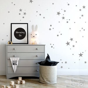 Gold Star and dots vinyl wall decal sticker wall decor,  gold dots and stars, Nursery Wall Art, childs room star wall decals