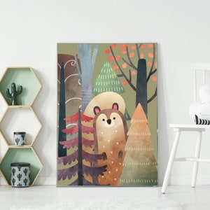 Imagen de la ardilla en los carteles del bosque en la pared Fotos habitación niño cartel de la pared extradecoraciones de cartel para niño para niña