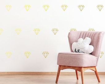 Kids decor, Diamond Wall Decals, Pink decals, Geometric Vinyl Decals, Modern Decals, Diamond Wall Stickers, Gold Decor, Geometric Decor