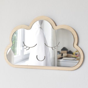 Cloud mirror. Shatterproof wood mirror. Wooden decorations for the children's room Nursery decor Cloud decors L5