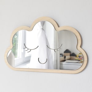 Specchio Cloud Specchio in legno infrangibile, decorazioni in legno per la cameretta dei bambini Specchio Cloud L5