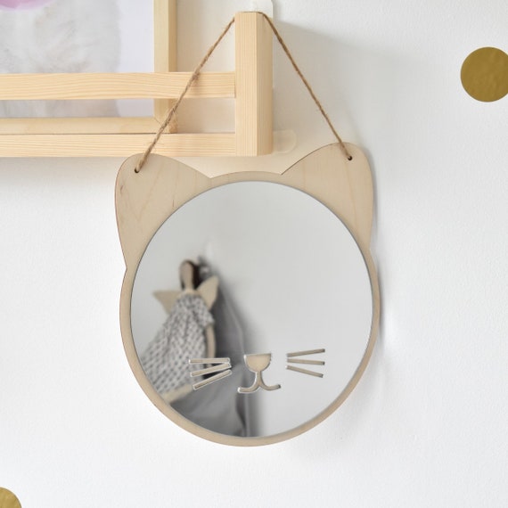 opbouwen groet Piepen Kitten spiegel onbreekbare houten decoraties voor kinderkamer - Etsy  Nederland