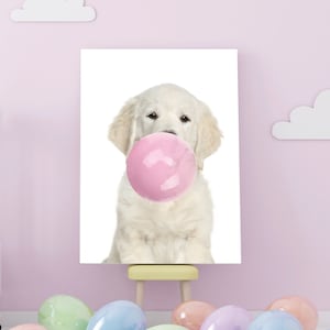 Animal print bubble gum, girl, boy nursery decor, dog, Picture Nursery Living Room Home Decor , Seet Animals with bubble gum