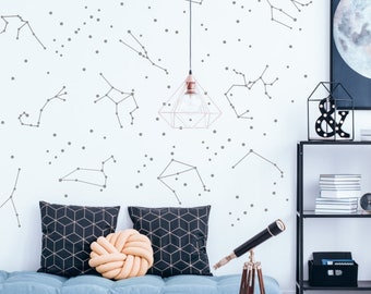 Star Wall Stickers, Zodiac Constellation Wall Decals, Star Decals, Vinyl Wall Decals Constellation wall decal, Astronomy stickers 74NW