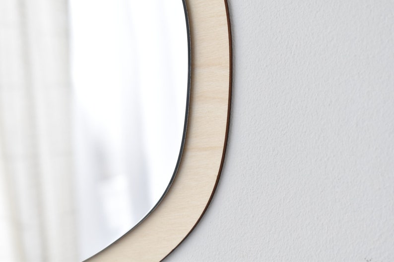 Irregularly shaped mirror. Unbreakable wood mirror. Wooden decorations for kids' room. Mirror L17 image 3